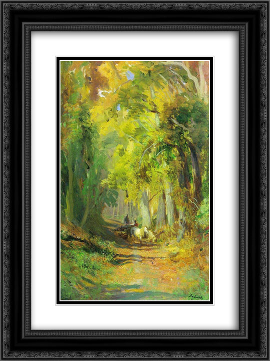 Autumn Forest 18x24 Black Ornate Wood Framed Art Print Poster with Double Matting by Vasilyev, Fyodor