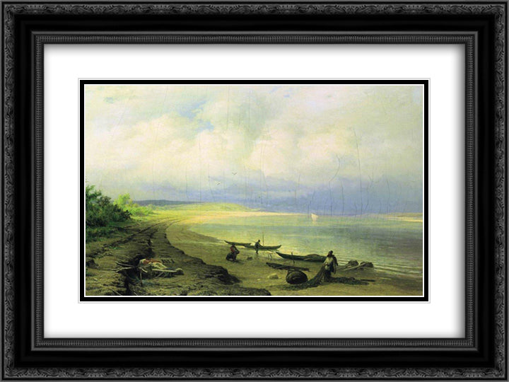 Bank of the Volga after the Storm 24x18 Black Ornate Wood Framed Art Print Poster with Double Matting by Vasilyev, Fyodor