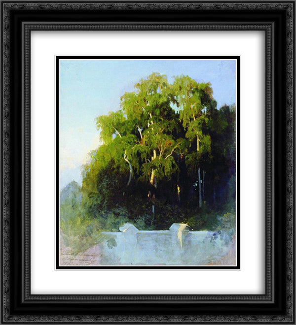 Birch Grove in the Evening 20x22 Black Ornate Wood Framed Art Print Poster with Double Matting by Vasilyev, Fyodor
