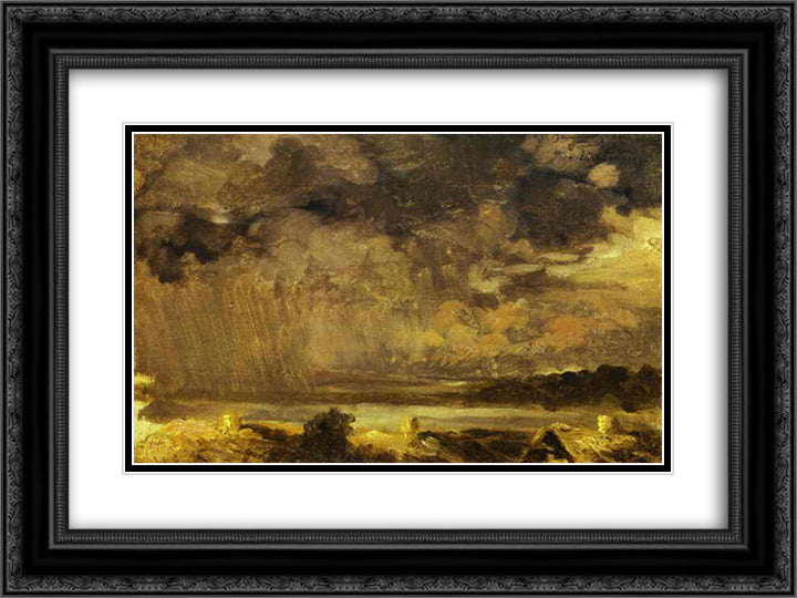Clouds. The Village of Krestinskoye 24x18 Black Ornate Wood Framed Art Print Poster with Double Matting by Vasilyev, Fyodor