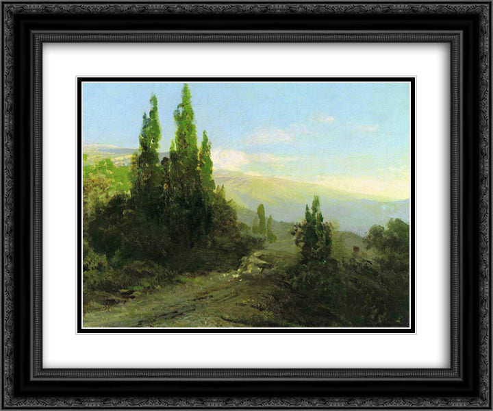 Evening in the Crimea 24x20 Black Ornate Wood Framed Art Print Poster with Double Matting by Vasilyev, Fyodor