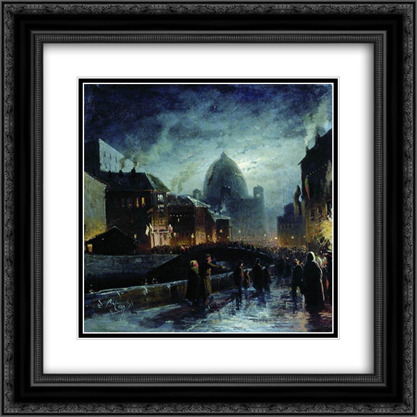 Illumination in St. Petersburg 20x20 Black Ornate Wood Framed Art Print Poster with Double Matting by Vasilyev, Fyodor