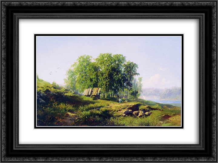 In the Vicinity of St. Petersburg 24x18 Black Ornate Wood Framed Art Print Poster with Double Matting by Vasilyev, Fyodor