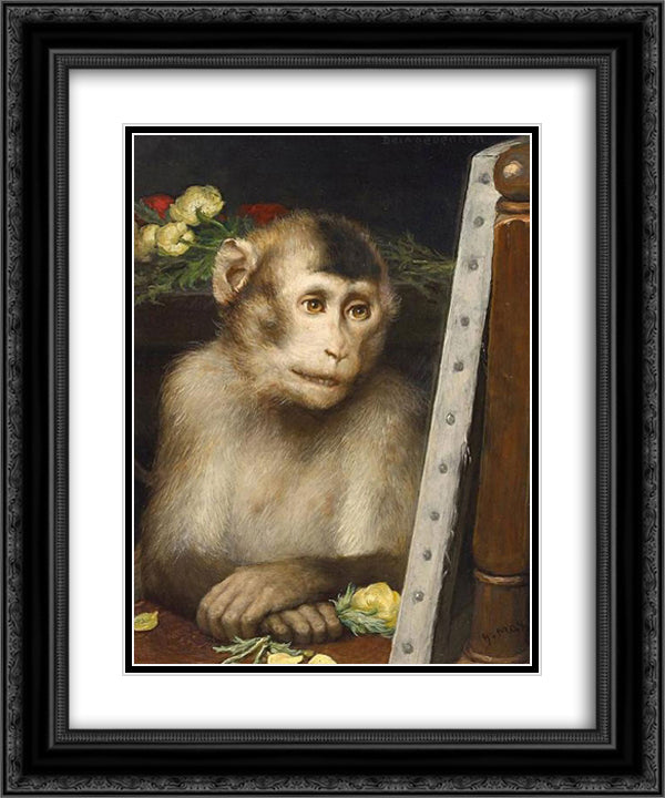 Monkey 20x24 Black Ornate Wood Framed Art Print Poster with Double Matting by Max, Gabriel von