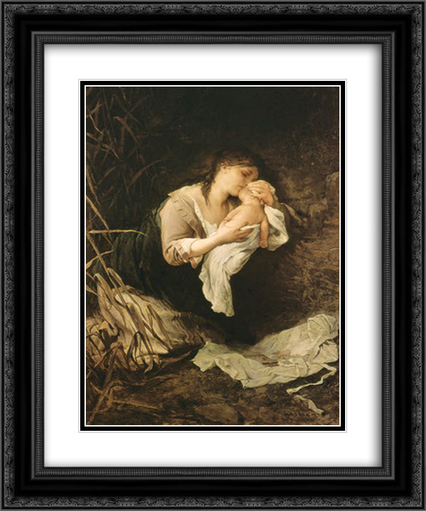 The Murderess of a Child 1877 20x24 Black Ornate Wood Framed Art Print Poster with Double Matting by Max, Gabriel von