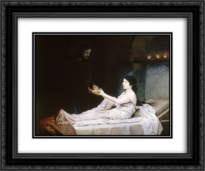 The Raising of the Daughter of Jairus 24x20 Black Ornate Wood Framed Art Print Poster with Double Matting by Max, Gabriel von
