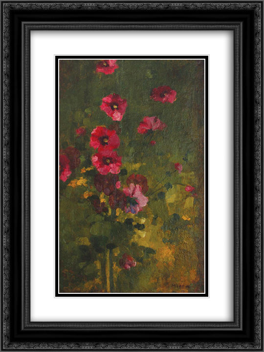 Floral Panel 18x24 Black Ornate Wood Framed Art Print Poster with Double Matting by Mirea, George Demetrescu
