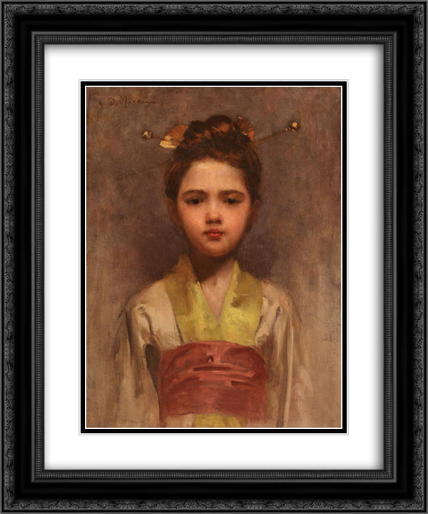 Little Japanese Girl 20x24 Black Ornate Wood Framed Art Print Poster with Double Matting by Mirea, George Demetrescu