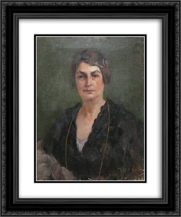Portrait of a Lady 20x24 Black Ornate Wood Framed Art Print Poster with Double Matting by Mirea, George Demetrescu
