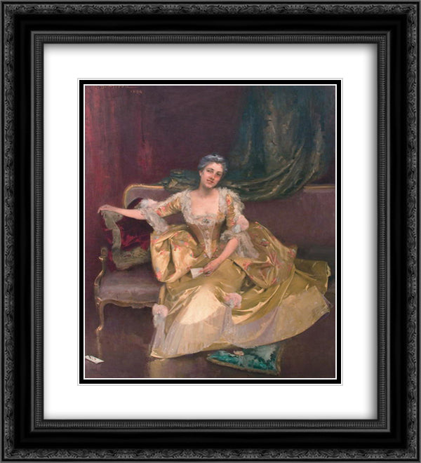 Wife of the Artist 20x22 Black Ornate Wood Framed Art Print Poster with Double Matting by Mirea, George Demetrescu