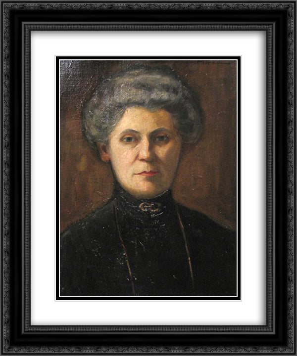 Woman Potrait 20x24 Black Ornate Wood Framed Art Print Poster with Double Matting by Mirea, George Demetrescu