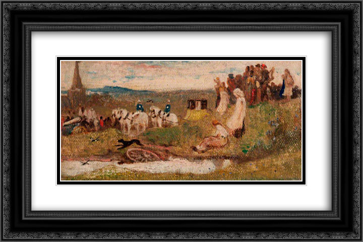 A Country Wedding 24x16 Black Ornate Wood Framed Art Print Poster with Double Matting by Mason, George Hemming