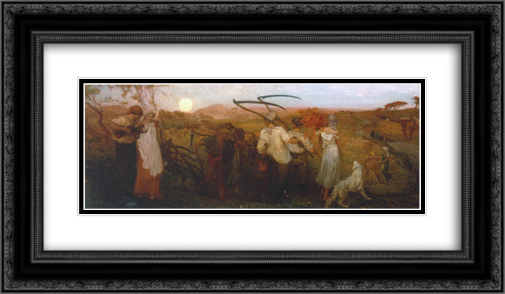 The Harvest Moon 24x14 Black Ornate Wood Framed Art Print Poster with Double Matting by Mason, George Hemming