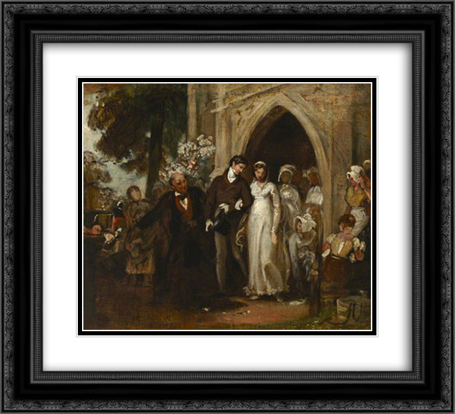 The Village Wedding, Watley Abbey 22x20 Black Ornate Wood Framed Art Print Poster with Double Matting by Mason, George Hemming