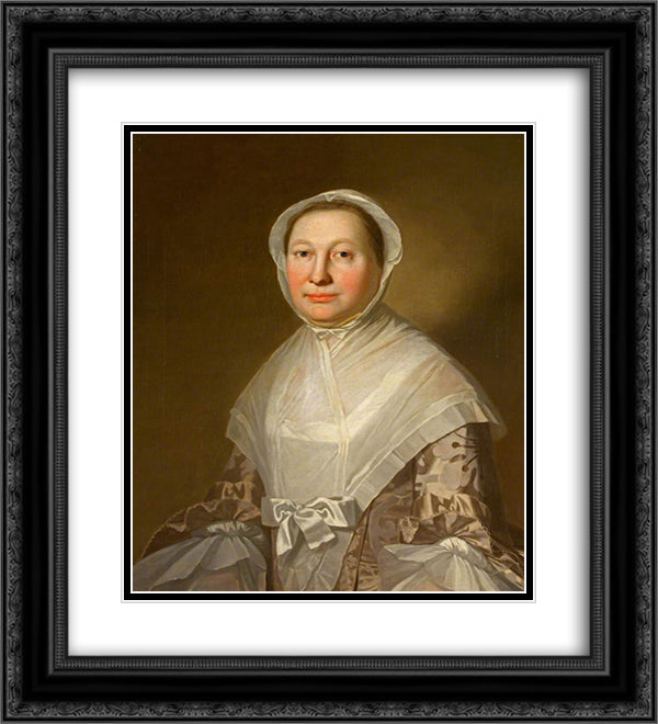 Mrs Thompson of Kendal 20x22 Black Ornate Wood Framed Art Print Poster with Double Matting by Romney, George