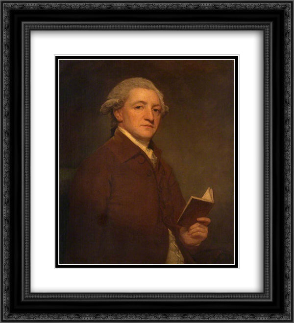 Portrait of a Gentleman 20x22 Black Ornate Wood Framed Art Print Poster with Double Matting by Romney, George