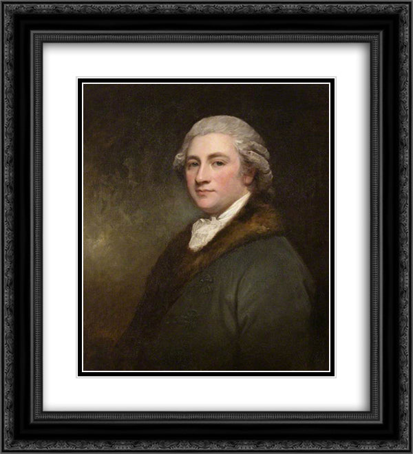 Portrait of a Man 20x22 Black Ornate Wood Framed Art Print Poster with Double Matting by Romney, George