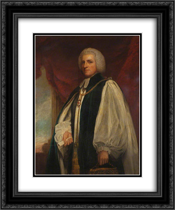 Shute Barrington, Bishop of Durham 20x24 Black Ornate Wood Framed Art Print Poster with Double Matting by Romney, George