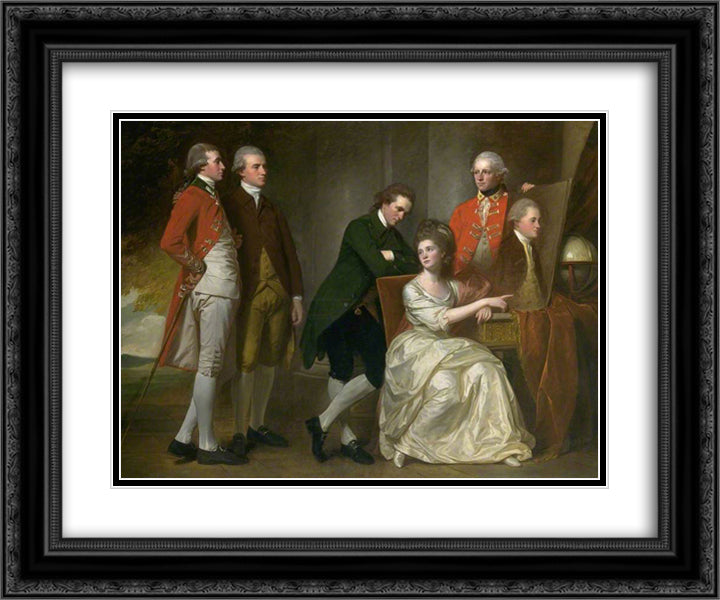 The Beaumont Family 24x20 Black Ornate Wood Framed Art Print Poster with Double Matting by Romney, George