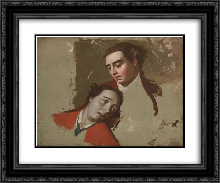 The Death of General Wolfe at Quebec, 1759 24x20 Black Ornate Wood Framed Art Print Poster with Double Matting by Romney, George