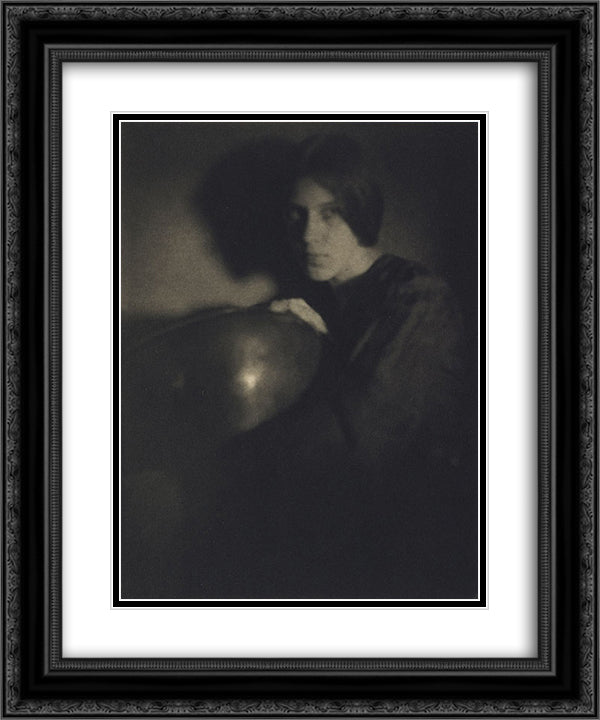 Girl with Bowl 20x24 Black Ornate Wood Framed Art Print Poster with Double Matting by Seeley, George