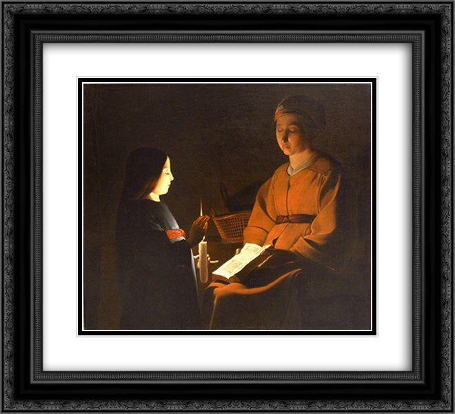 Education of the Virgin 22x20 Black Ornate Wood Framed Art Print Poster with Double Matting by La Tour, Georges de