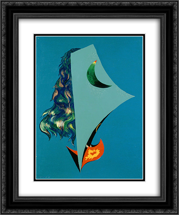 Surrealist Composition 20x24 Black Ornate Wood Framed Art Print Poster with Double Matting by Papazoff, Georges
