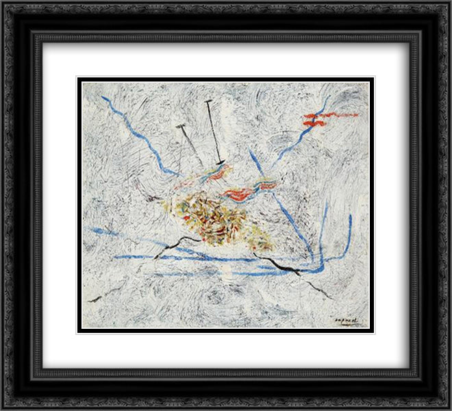 The Sea 22x20 Black Ornate Wood Framed Art Print Poster with Double Matting by Papazoff, Georges