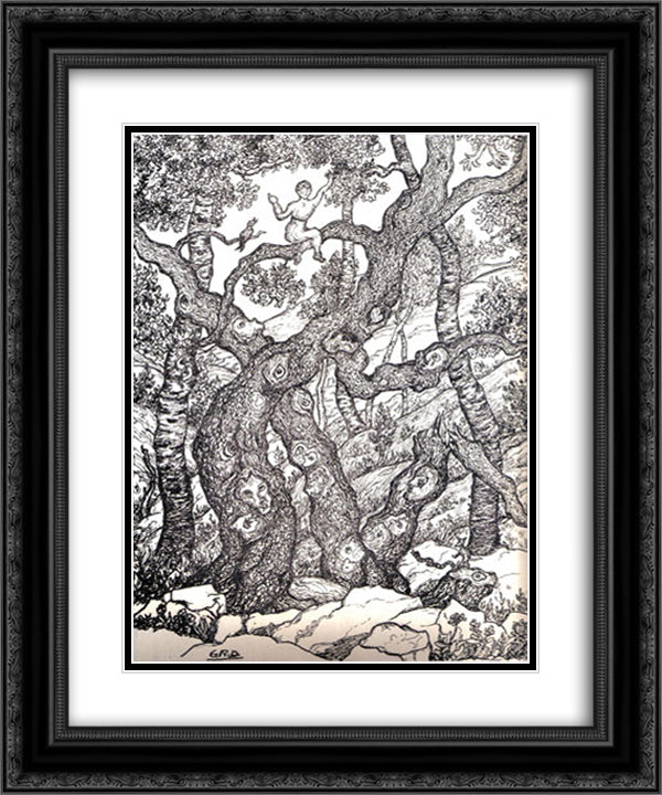 Untitled (Forest) 20x24 Black Ornate Wood Framed Art Print Poster with Double Matting by Ribemont Dessaignes, Georges