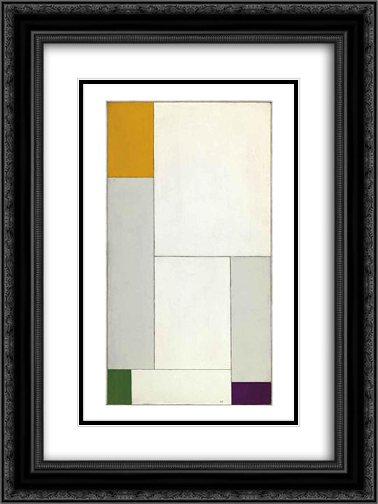 Composition emanante de l'equation y= - ax2+bx+18 avec accord de l'orange - vert - violet 18x24 Black Ornate Wood Framed Art Print Poster with Double Matting by Vantongerloo, Georges