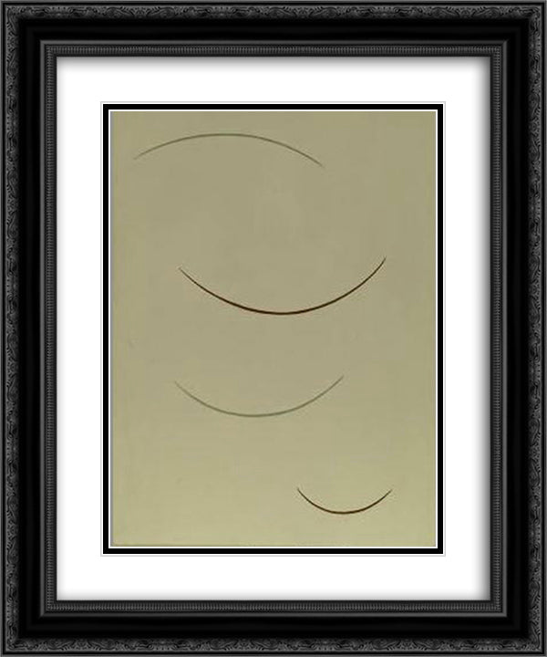 Curving Function (Greenish Brown) 20x24 Black Ornate Wood Framed Art Print Poster with Double Matting by Vantongerloo, Georges