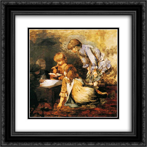 At The Studio 20x20 Black Ornate Wood Framed Art Print Poster with Double Matting by Jakobides, Georgios