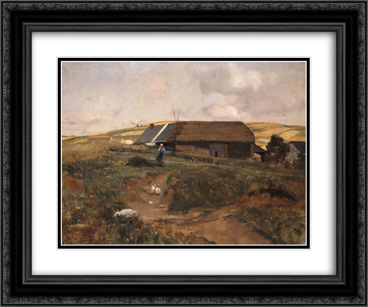 Farmhouse in Bavaria 24x20 Black Ornate Wood Framed Art Print Poster with Double Matting by Jakobides, Georgios