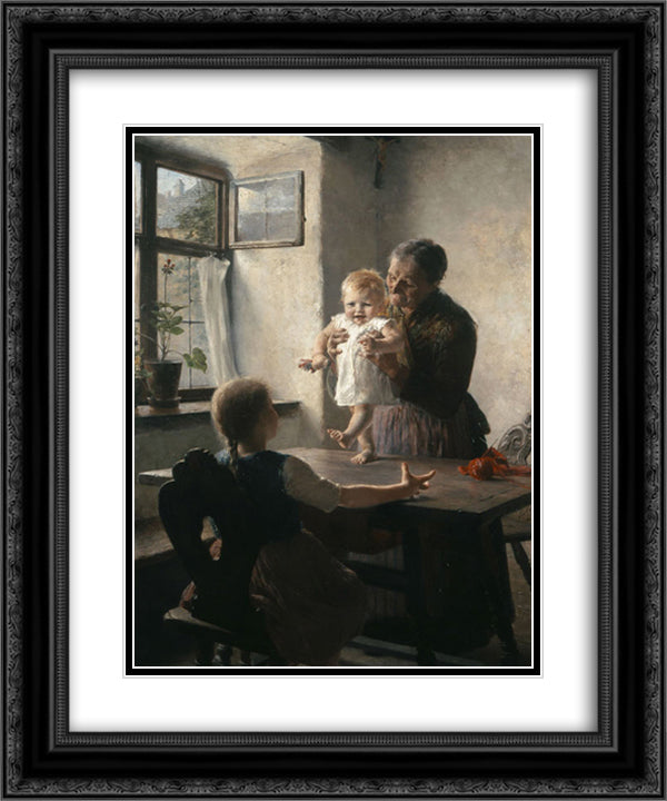 First Steps 20x24 Black Ornate Wood Framed Art Print Poster with Double Matting by Jakobides, Georgios