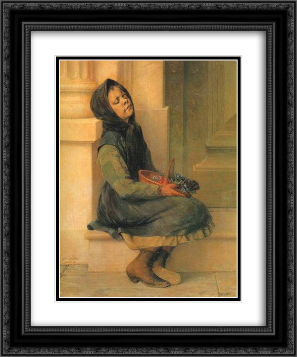 The Flower Seller 20x24 Black Ornate Wood Framed Art Print Poster with Double Matting by Jakobides, Georgios