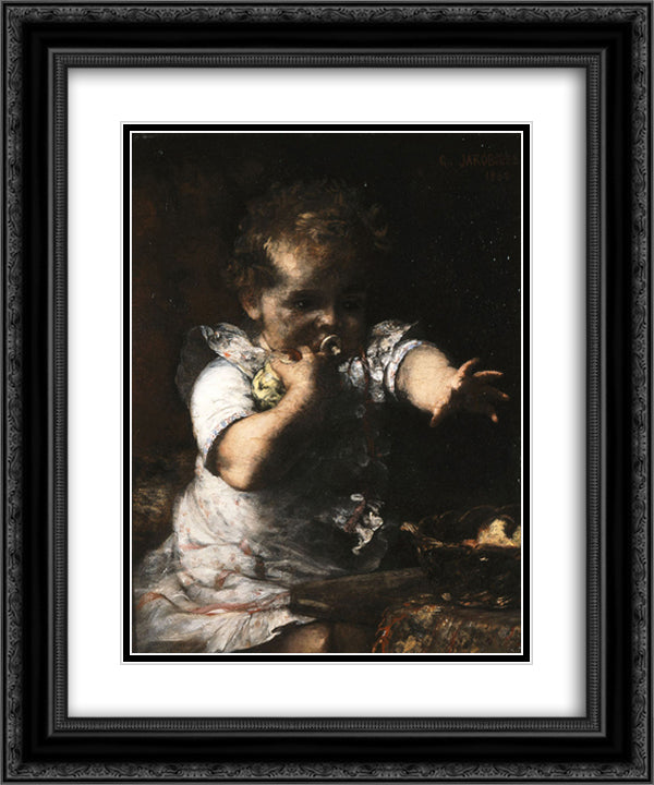 The insatiable 20x24 Black Ornate Wood Framed Art Print Poster with Double Matting by Jakobides, Georgios