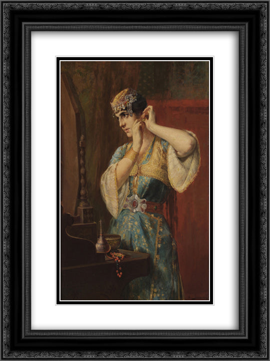 The Toilette 18x24 Black Ornate Wood Framed Art Print Poster with Double Matting by Jakobides, Georgios