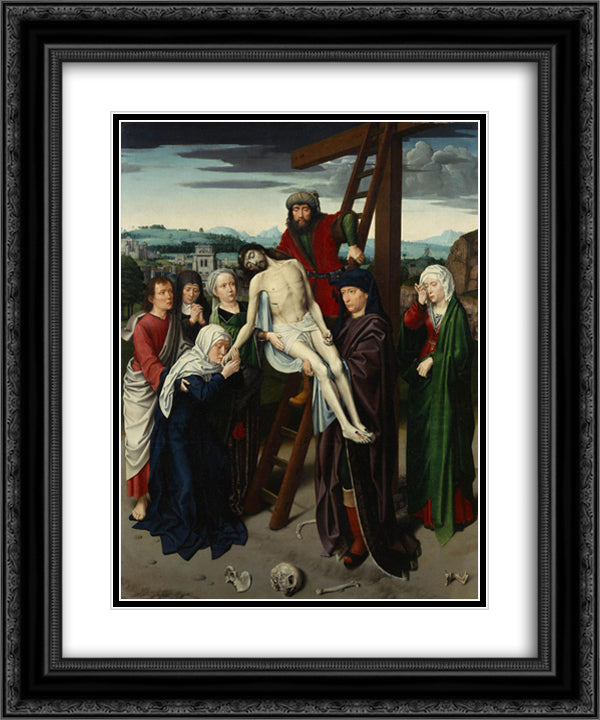 The Deposition 20x24 Black Ornate Wood Framed Art Print Poster with Double Matting by David, Gerard