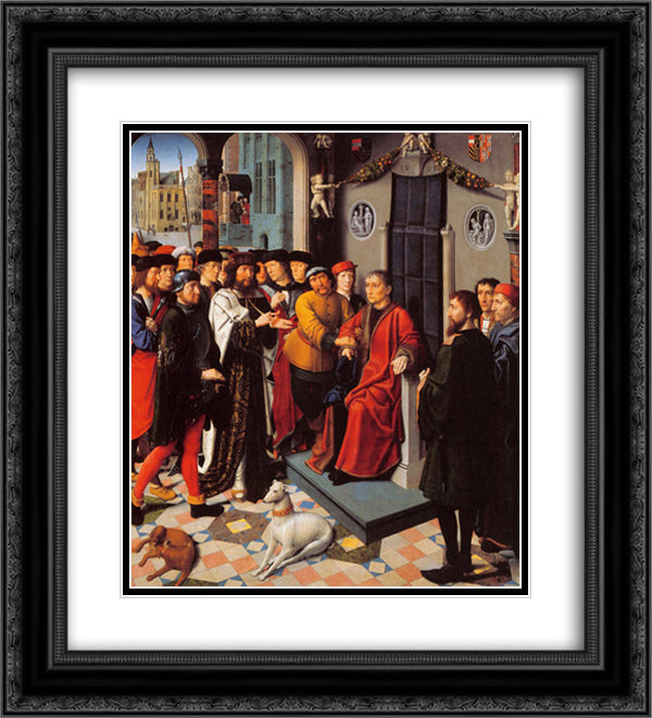 The Judgement of Cambyses 20x22 Black Ornate Wood Framed Art Print Poster with Double Matting by David, Gerard