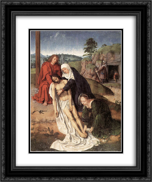 The Lamentation 20x24 Black Ornate Wood Framed Art Print Poster with Double Matting by David, Gerard