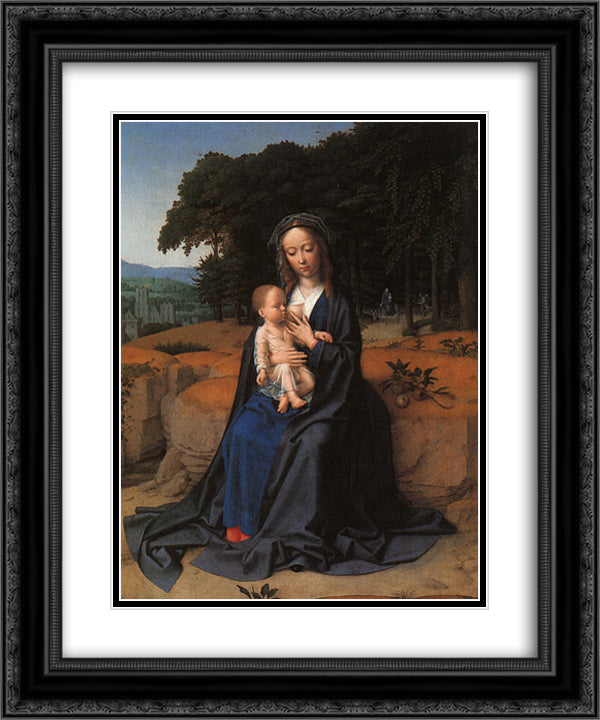 The Rest on the Flight into Egypt 20x24 Black Ornate Wood Framed Art Print Poster with Double Matting by David, Gerard
