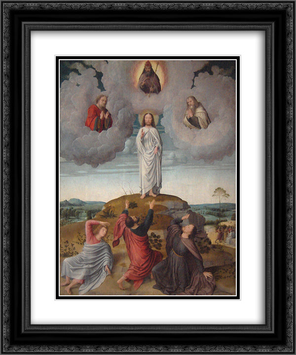 The Transfiguration of Christ (central panel) 20x24 Black Ornate Wood Framed Art Print Poster with Double Matting by David, Gerard