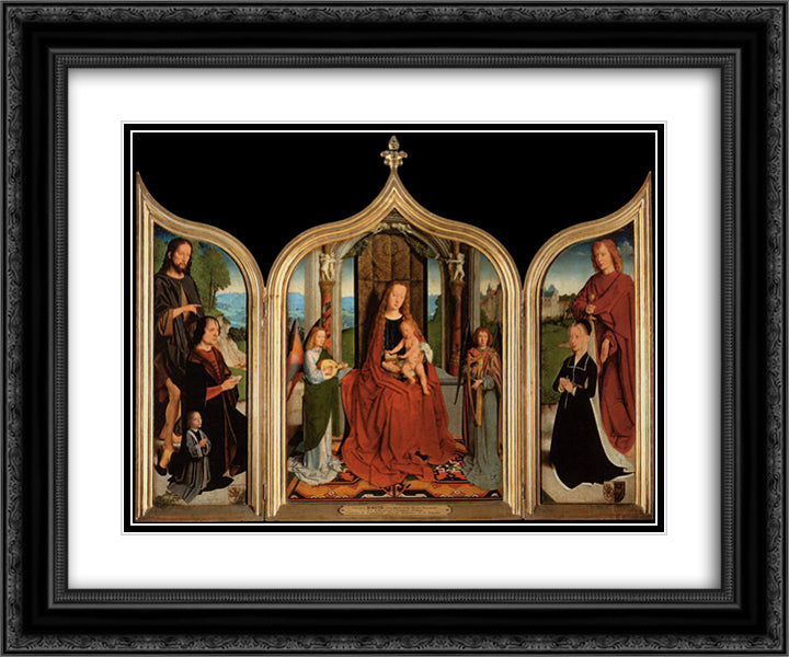 The Triptych of the Sedano Family 24x20 Black Ornate Wood Framed Art Print Poster with Double Matting by David, Gerard