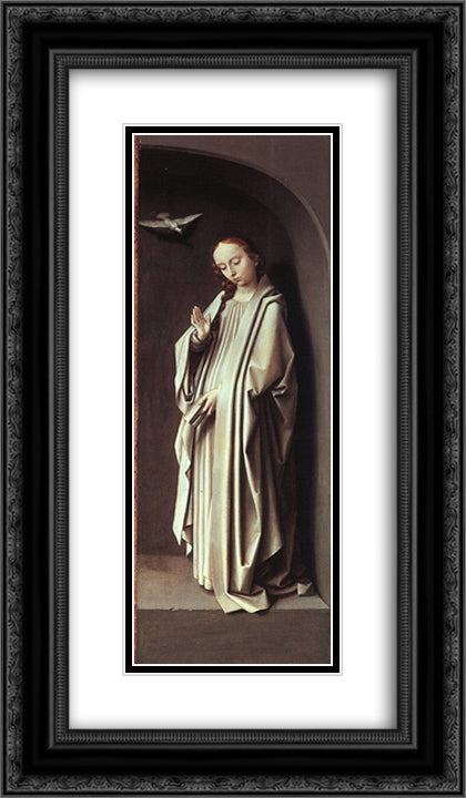 The Virgin of the Annunciation 14x24 Black Ornate Wood Framed Art Print Poster with Double Matting by David, Gerard