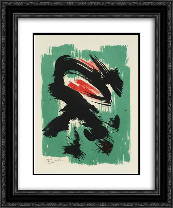 Untitled from 'Poemes d'Eugenio Montale', Milan 20x24 Black Ornate Wood Framed Art Print Poster with Double Matting by Schneider, Gerard