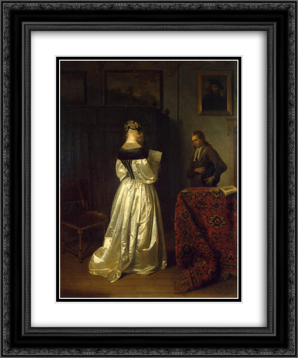 Messenger 20x24 Black Ornate Wood Framed Art Print Poster with Double Matting by Terborch, Gerard