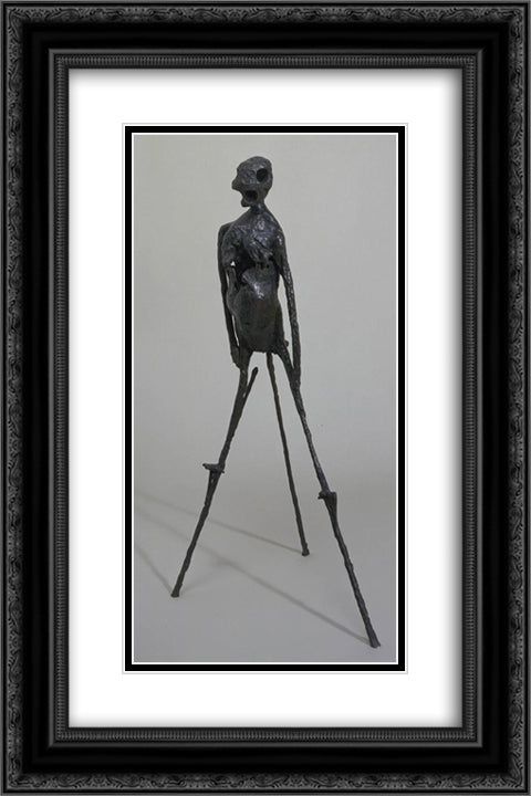 Shepherd of the Landes 16x24 Black Ornate Wood Framed Art Print Poster with Double Matting by Richier, Germaine