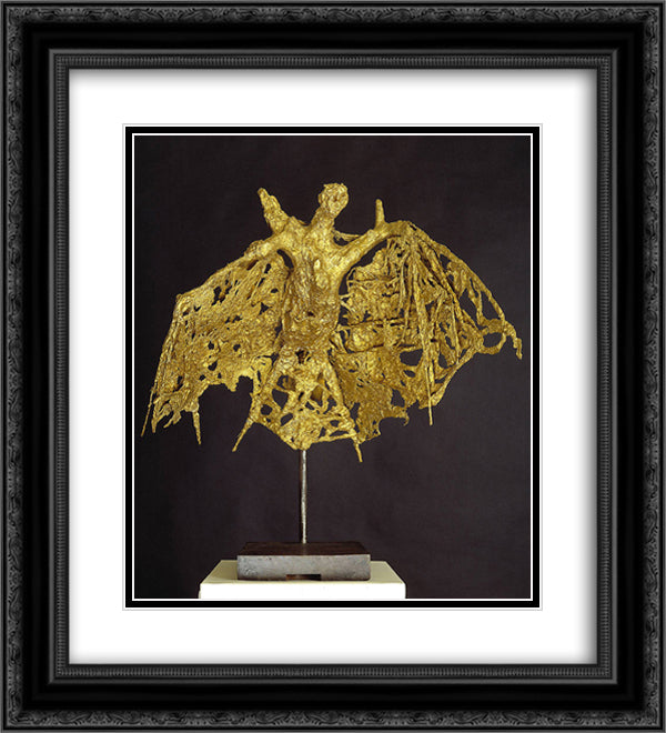 The Bat 20x22 Black Ornate Wood Framed Art Print Poster with Double Matting by Richier, Germaine