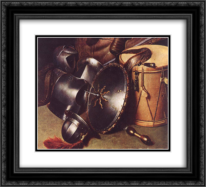 Officer of the Marksman Society in Leiden (detail) 22x20 Black Ornate Wood Framed Art Print Poster with Double Matting by Gerrit, Dou