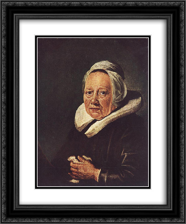 Portrait of an Old Woman 20x24 Black Ornate Wood Framed Art Print Poster with Double Matting by Gerrit, Dou